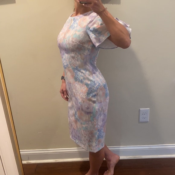 Calvin Klein Pastel Floral Flutter-Sleeve Dress - Picture 5 of 15